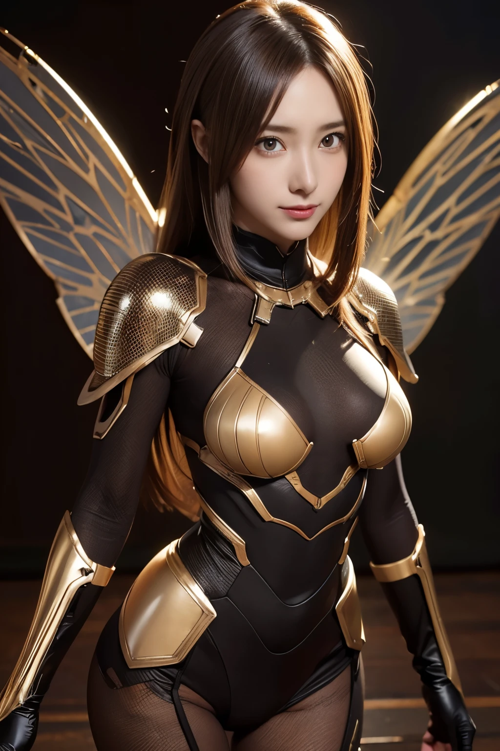 (high resolution,masterpiece,best quality,extremely detailed CG, anime, official art:1.4), realistic, photo, amazing fine details, all intricate, gloss and shiny,awesome many layers, 8k wall paper, 3d, sketch, kawaii, illustration,( solo:1.4), perfect female proportion,villainess, (fusion of dark brown cockroach and lady:1.4), (brown cockroach form lady:1.2), (brown cockroach lady:1.2), (fusion:1.2), (solo:1.4), (evil smile:1.2), muscular, abs, (cockroach brown exoskeleton bio insect suit:1.4), (cockroach brown exoskeleton bio insect armor:1.2), (brown transparency cockroach wing:1.4), (brown cockroach antennae:1.3),