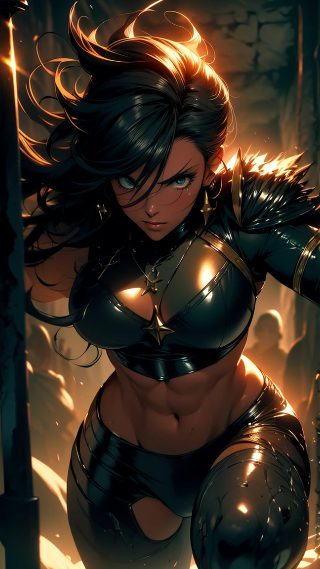 Highest quality,4K,High resolution,masterpiece:1.2), (Ultra-detailed), (Female swordsman with sword) (Dynamic Art), (He saw) (Dragon Ball Z setting), (pose), (Realist,photoRealist,photo-Realist:1.37), (High resolution,High resolution), (Portraiture), (Vibrant colors), (Long legs), (A noticeably elongated face), (Wide range) (Hermosos Fine grain), (Beautifully detailed lips), (Highly detailed eyes and face), , Bright eyes Dynamic angles and postures, Sweatびっしょり, Sweat, (Long eyelashes), (Sharp focus), (Physically Based Rendering), (Beautiful female warrior), (Large Breasts) (Leg spread), (intense), (expression of intense desire), (Motion Blur), (elegant), (Slim figure), (Inspired by anime), (Bright light), (Cinema Lighting), (Contrasting colors), (Mysterious atmosphere), (Action-packed scenes), (Unique Look), (impressive), (good looking), (Exciting), (Expressive), (Interesting atmosphere), (Huge breasts:1.2) ((Highest quality)),((Very detailed)),masterpiece,Absurd,Detailed face,Beautiful Face,(Fine grain, Deep Eyes),(1 person),((Dynamic pose)), Bikini Armor,Inside the cave,In battle with monsters,