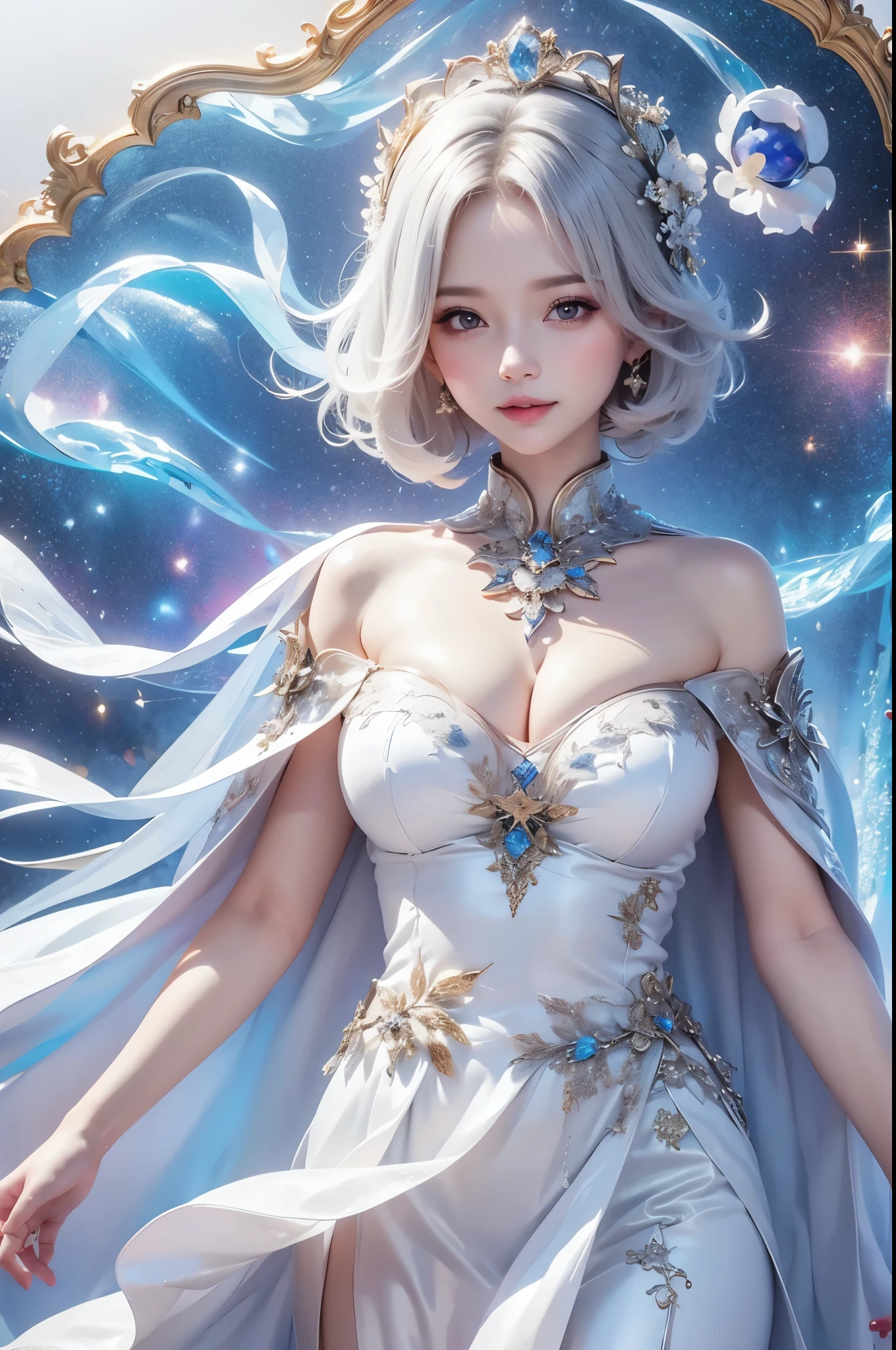 ((masterpiece)), ((( best quality))), (( Very detailed)), ((shape)),[ Realistic Light Effects ],shadow,( Fantasy Style ),(White background:1.6), simple background, (Earth Theme),(Cape)[(Hair Focus,(( one girl )),[( Big Slime Hair ): (Cloud Hair):0.3], (Background Hair ),( high saturation ),( Hair Surrounded by Galaxy Splash),)):(( Her Hair Is Made of Galactic Clouds ,:1.27628), ( Her Hair and Clothes Are Galactic Clouds and Star Clusters :1.1025),(Cape is becoming galaxy clouds)
