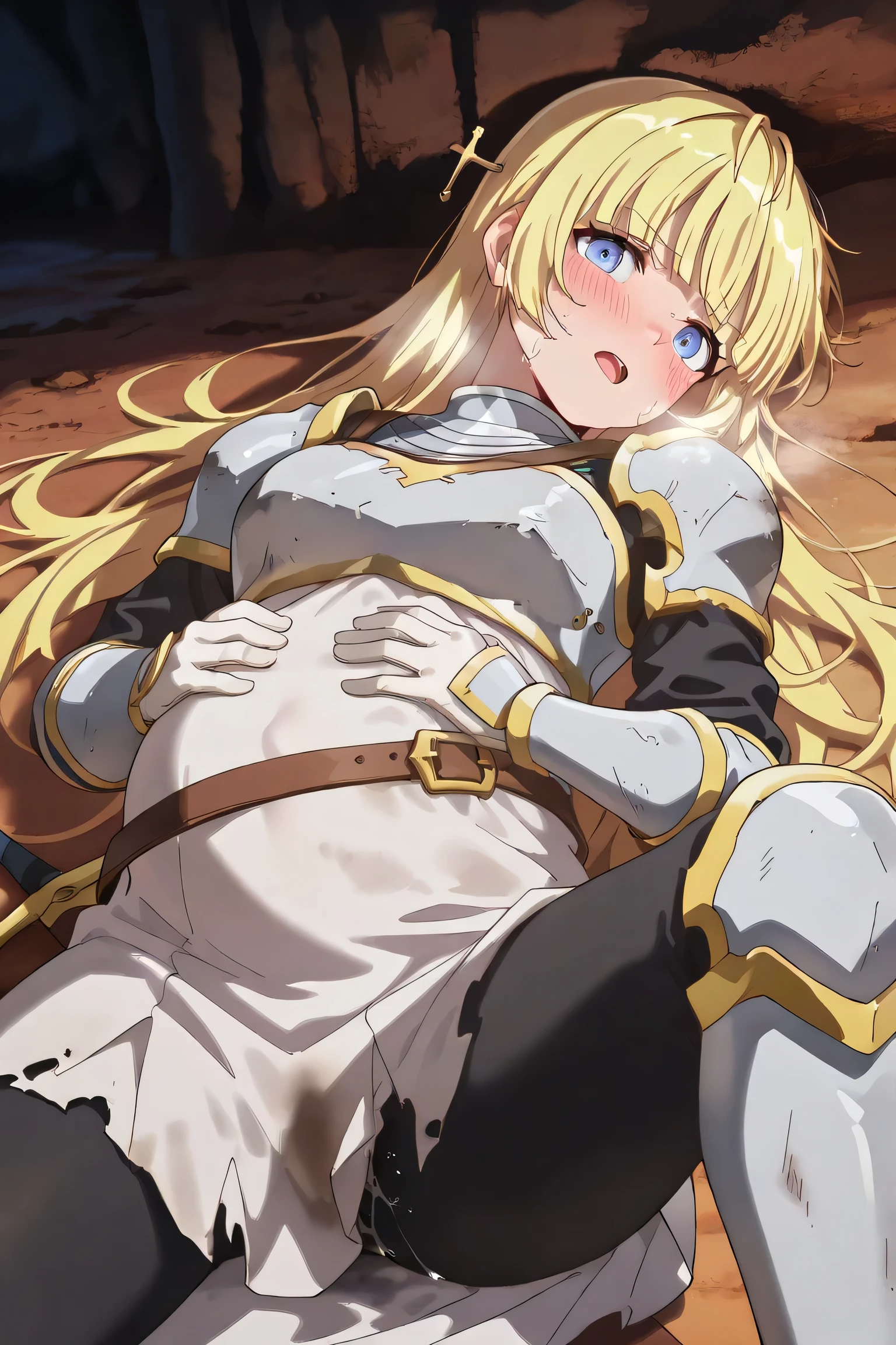 best quality,ultra detailed,solo,score_9, score_8_up, score_7_up, score_6_up, score_5_up, score_4_up, source_anime, 1girl, guel, grey eyes, braid, empty eyes, green hair, long hair, large breasts,(side view,portrait),full body, smile, cute, face, white bodysuit, no shoes, big ass, side view, wearing heels, powerful, heavenly ass, heavenly breasts, long legs, ass view, showing own ass, lay face down, in the lava