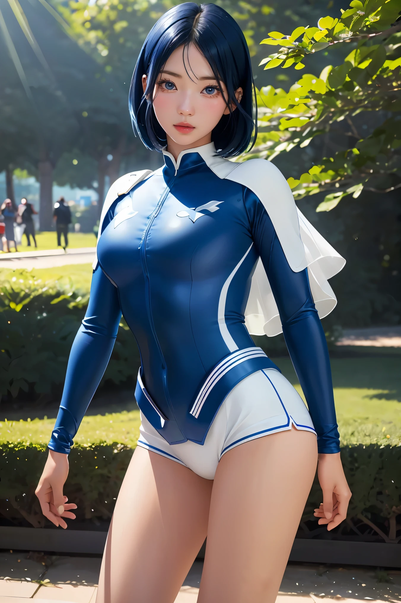Lilith from one piece, bodysuit, jacket, short hair, headphones