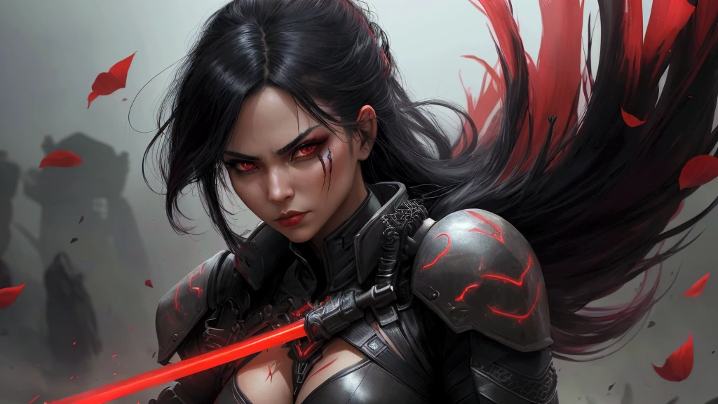 girl, Rotten Zombie Warrior, Evil look, sexy, Wield a spear, Demon Armor, Face Paint, Body Paint, Red glowing eyes, Combat Stance, Vibrant appearance, Creative Action, Imaginative, Sensual, Voluntary, Highest quality, Skin Texture, Intricate details, (Cinema Lighting), RAW Photos, 8k