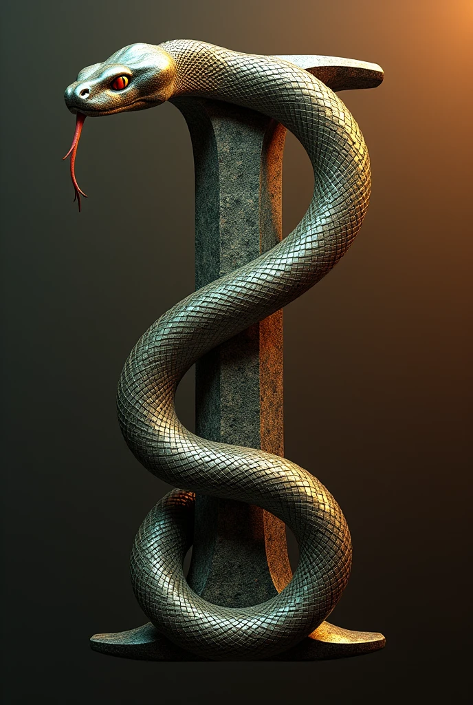  snake enrolled on wood, similar to asclepius snake