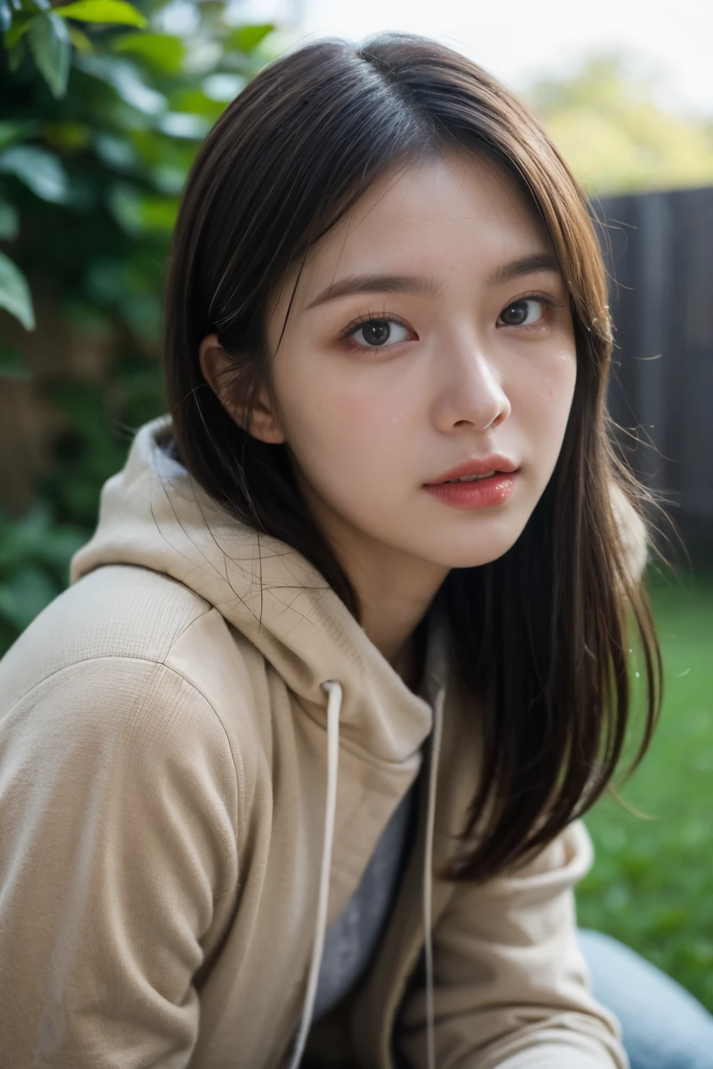 (masterpiece:1.2, Best Quality),,Anatomically perfect、 simple background、Winter clothes、20yo、garden,bangs, semen drips,1 man having sex with girl,