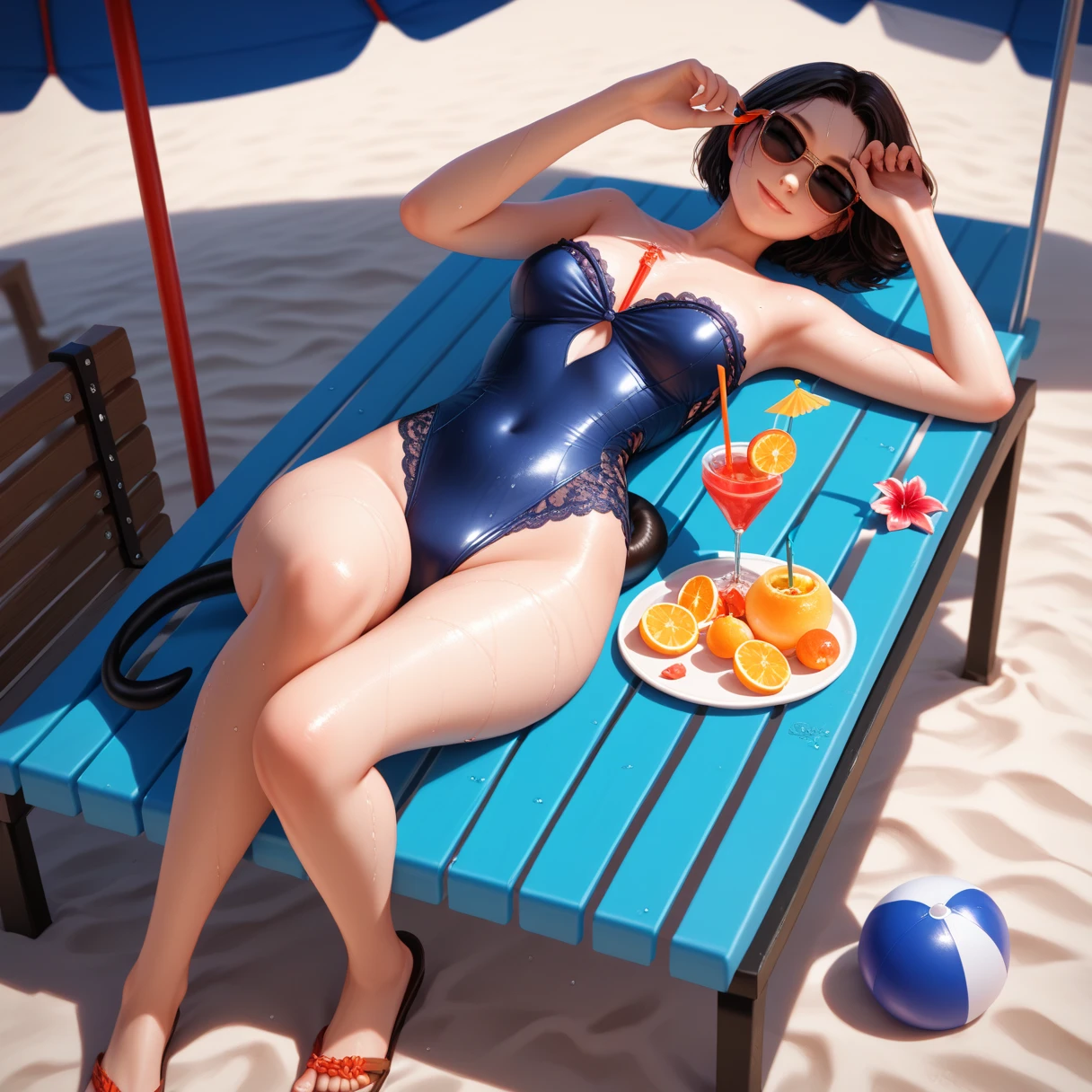 Janna of lol drinking water in a red glass