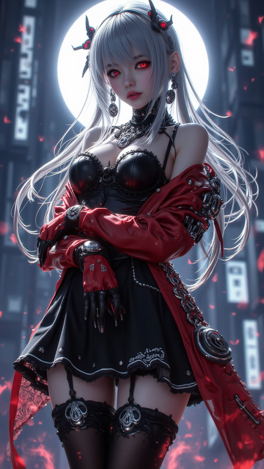 anime girl with a sword and blood splattered around her, gothic maiden anime girl, anime fantasy artwork, white haired deity, anime epic artwork, detailed anime art, detailed anime artwork, anime fantasy illustration, demon anime girl, beautiful necromancer, beautiful fantasy anime, trending on artstation pixiv, anime art wallpaper 4k, anime art wallpaper 4 k