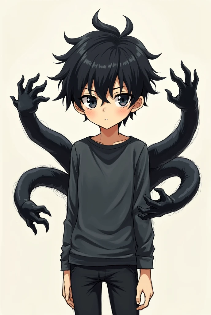 (((1boy)))、A dark-haired、dark black eyes、((blank eyes)), ((fake smile))、gakuran, a mole under mouth, tentacles