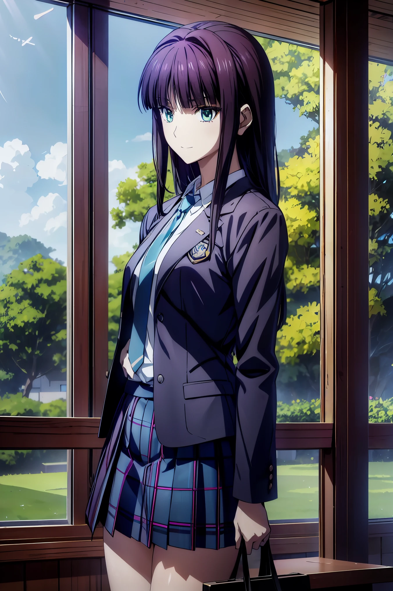 Smile Face, blazer uniform,赤 purple hair, Green Eyes , eyes like jewels, 超 high resolution, ((( Green Eyes))),赤 purple hair, beautifulアニメ高校の女の子,( Masterpiece:1.2, 最 high quality ), ( exist, photo exist:1.4), beautifulイラスト, ( natural light , Movie Screenplay ), nsfw, watch viewers , COWBOY SHOOTING , Front view of the company :0.6, seat, Japanese, university student の女の子, perfect face, beautiful髪, beautiful顔, beautiful and amazing eyes, beautiful鎖骨, beautiful体, beautiful胸, beautiful太もも, beautiful足, beautiful指 , ((( navy jacket ), Light Blue Colored Shirt , details beautiful DEL I'm CATE EYES FULL OF DEC I ON , Black Sox, blue tartan ribbon tie )), ( beautiful風景), evening , Riverside, walk, smooth anime cg art , 魅惑的な Anime Girl , Let's Make a Girl in a Long Coat , high resolution, very detailedなイラスト, dark blue pleated miniskirt vibrator , RAW Photo , film grain , standing , U high resolution and 8K Connection , 長い赤 purple hairと Green Eyesをした Anime Girl , Anime Moe Art Style , 若い Anime Girl の接写, smooth anime cg art , beautifulアニメの university student の女の子, Anime Moe Art Style , シュールな university student の女の子, Anime Girl , 魅力的な Anime Girl , シュールな university student の女の子, GIRL WITH SHINY CLOTHING , high resolution, CG Details , high quality shadows, beautiful、delicate face、All the details , ディテール beautiful DELICATE EYES FULL OF DECISION,break( high resolution8Kの壁紙 ),(高度に CG Details 8kの壁紙),Makima ( chainsaw man ),Scathach ( destiny / Grand Order Required ),reika shimohira , high resolution, とても繊細で beautifulCGイラスト,最 high quality , exist Feeling , exist fabric, exist texture,((( debris flies))), (((最 high quality ))),8k,At 32k, Masterpiece, beautiful and charming anime woman , Supermarkets, very detailed, high resolution,シュールな university student の女の子, Masterpiece, 最 high quality , high quality , Freshness , high quality texture, high quality shadow, high detail, sex, seat, university student , alone,I, alone, alone, ADULT BIB , beautiful長い脚, beautiful胸, beautiful太もも, Tight legs , beautiful leg line , Slender Waist in an Unmanned Bar ,Mature body girl, Big Breasts Only , beautiful胸,reddish purple hair, purple hair, BLACK CURRANT HAIR , charming Anime Girl , colorful hair, straight hair ,shy smile,幸せそうなsmile, Brilliant appearance ,cute smile,Cool Beauty, beautiful女性, handsome face , beautiful写実性, attractive figure , enchanting face , calm look , beautiful髪,smile, colorful eyes , Green Eyes,Jade Eyes, beautiful目,bright eyes, DELICATE EYES FULL OF DECISION, Jewel Eyes ,Jade Eyes,( Green Eyes:1.5), charming face,8 heads,:: 174cm,彼女は首に necklace 身に着けています, necklace ,beaded necklace ,Magatama Accessories,smile,