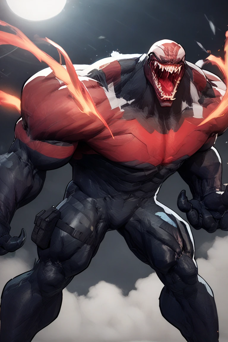 venom musculoso, muy musculoso, pene negro