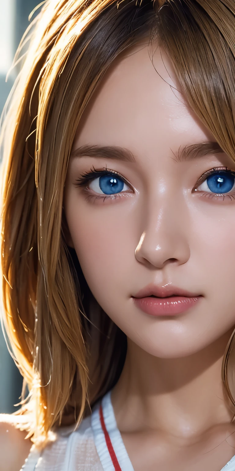  portrait , Practical,  blue eyes,  blond hair,  big breasts, 4K resolution ,  High Quality CG, Beautiful CG,  Soft Light ,