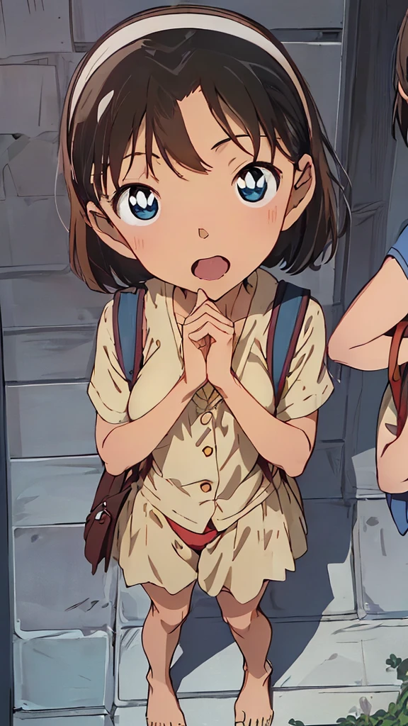 Browsing Caution,(Normal chest:1.5),(((Pink Panties))),Crouch down,Urinating、I'm leaking、
Yoshida Ayumi,One girl, 10 years old , Brown Hair, short hair, , blue eyes, Red headband,Show Viewer,Japanese-made backpacks for elementary school students,Short sleeve, Blush and laugh、blush, indoors, clavicle, door,blue sky,White cloud,outdoor,street,, Breaking the masterpiece ,8k unity wallpaper,Anime key visual,Highest quality, High resolution, unity 8k wallpaper, (shape:0.8),Anime Coloring,highly Detailed face, Fine grain,Growing Eyes,Shiny skin,Fine skin,White skin,dense skin,Detailed Hair,Very elaborate legs,Perfect lighting, Detailed CG,Detailed skin,Detailed face,Fine grain,Glowing Eyes,dense skin,Shiny skin,(Perfect hands, Perfect ???????),High resolution,(Detailed wear ),Thin limbs, Delicate curves, Graceful Hands,shape:0.8,
