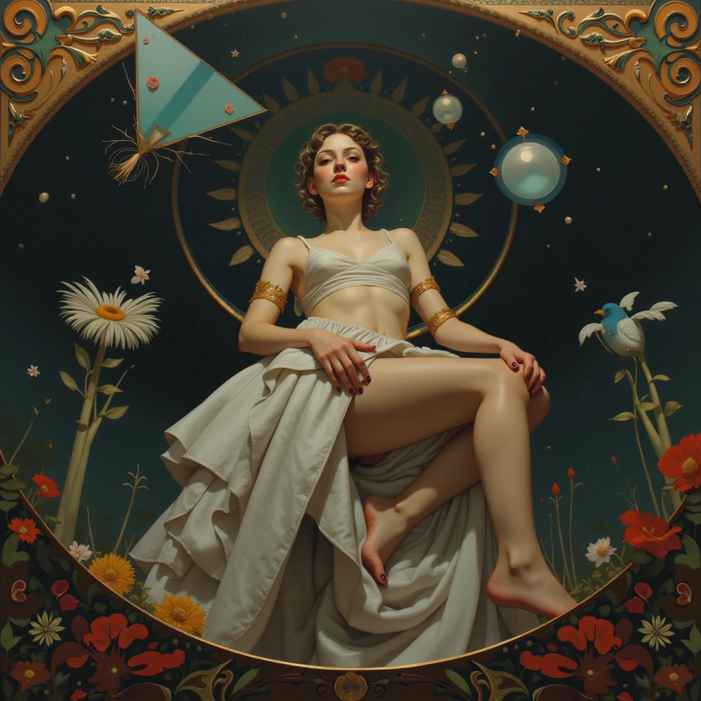 A painting in the style of Hieronymus Bosch, Venus naked and wearing boots, high resolution, high quality, masterpiece, fetish