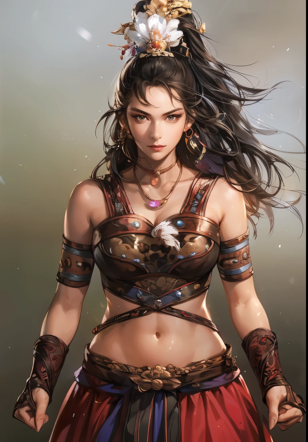 Han Dynasty Landscape、Three Kingdoms、Full Body、(Highest quality,4K,8k,High resolution,masterpiece:1.2)、Very detailed, High resolution,hyper HD、Studio Lighting、Ultra-fine painting、 Sharp focus、 Physically Based Rendering、 Very detailed explanation、 Professional、 Vibrant colors、Traditional Chinese Painting Techniques、 Atmospheric lighting、 Vivid color contrast、Very detailed eyes and face、 Beautiful attention to detail、 Light on the face、young woman wearing black Hanfu、Eyes are green, perfect body, (((ung woman)))、(beautiful woman)、anatomically correct、Dynamic Pose、
