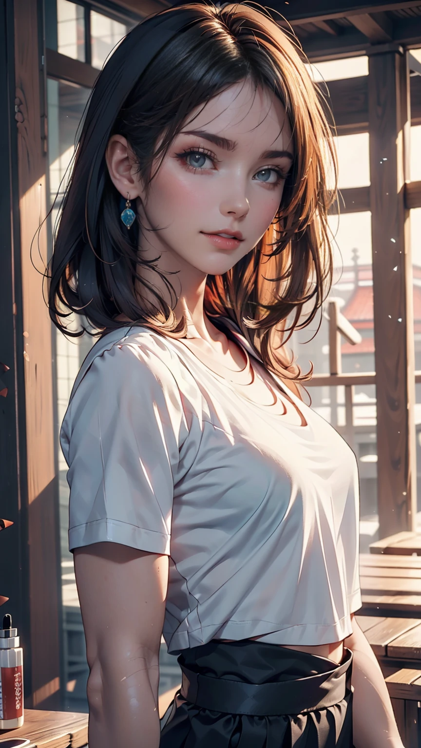 (Highest quality, 8k, 32K, masterpiece, Ultra-high resolution:1.2),Beautiful Japanese Women Photos, Large Breasts, Very short bob hair,Upper Body,(Extra Large_sweater,:1.1) necklace, Simple Background, Look around、Sexy proportions、Erotic female body