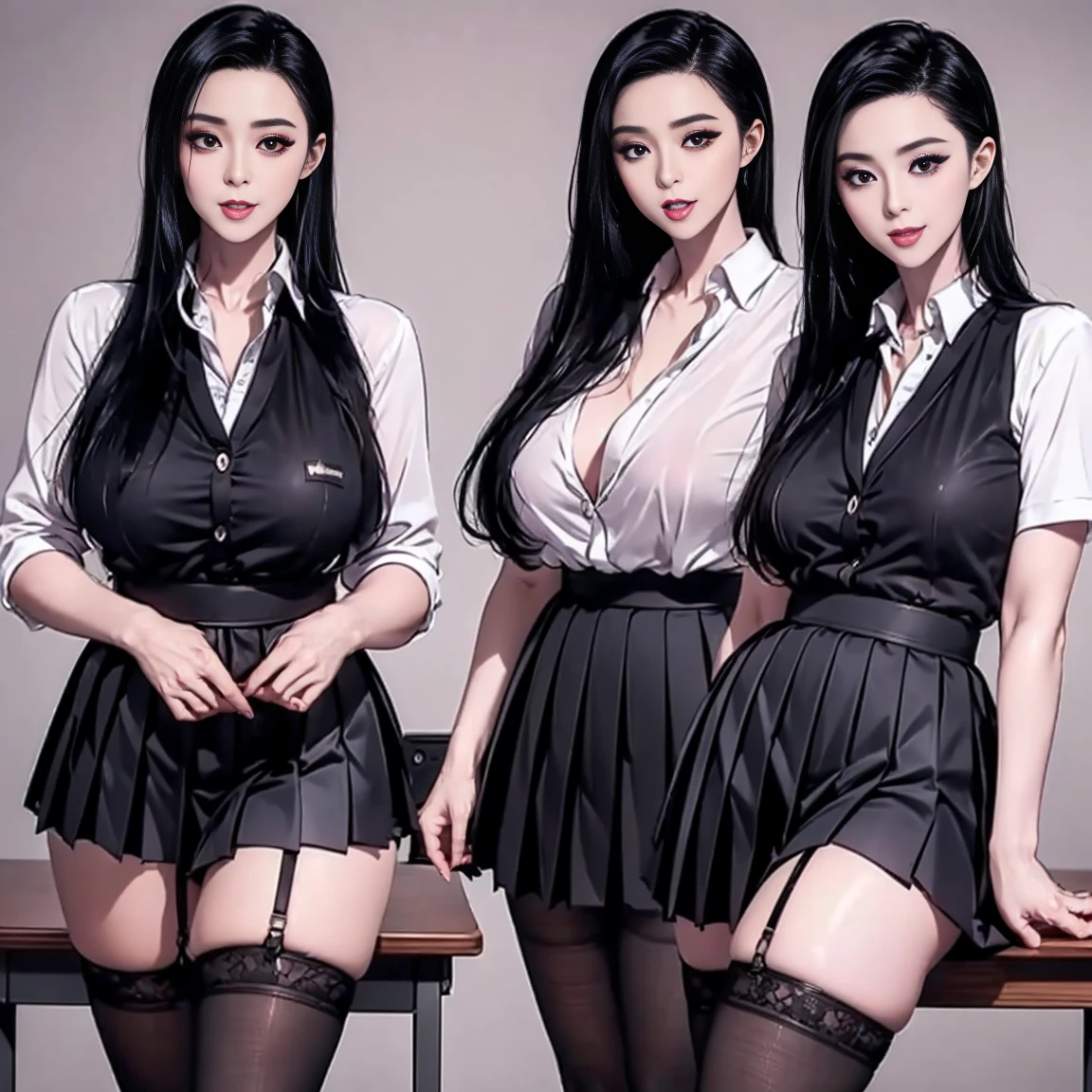 two girls, beautiful, slender, sexy, elastic breasts, elastic hips, elastic ass, makeup earrings, choker, blouse, corset, skirt, stockings, outdoors, hentai, yuri