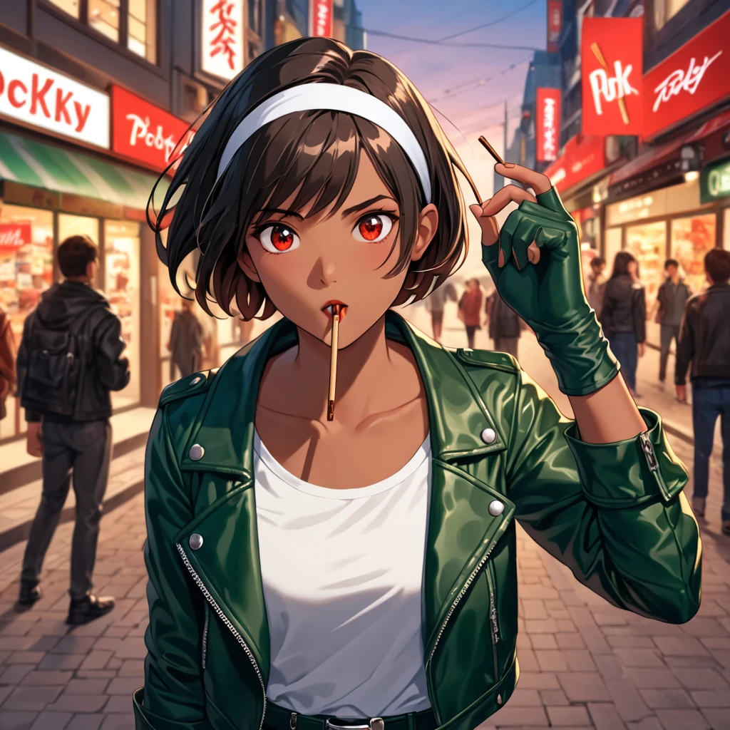Traveling woman wearing a safari jacket, accessories, Holding a cigarette, Fantastic Star々, Night City, Vast land, beautiful, Highest quality, detailed