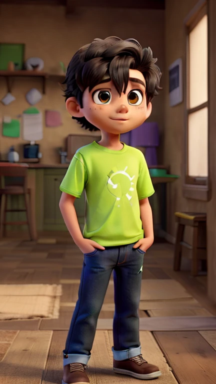 A Disney pixar movie poster, featuring a young boy with medium shaggy hair, wearing a bullet proof vest with the words LOOMIS on it, background ATM cash room, the movie title at the top says "Lil' Stefan", text at the bottom saying "in theaters August", Disney pixar logo above title, actor names and studios details at the bottom, highly detailed, best quality, 4k