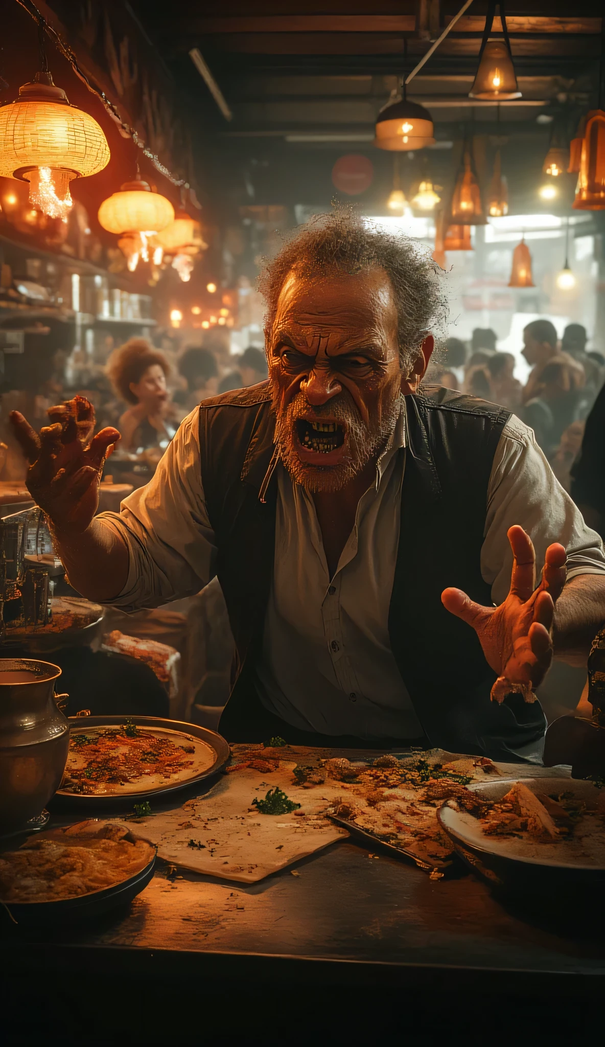 Screaming eatery man to serve him food faster