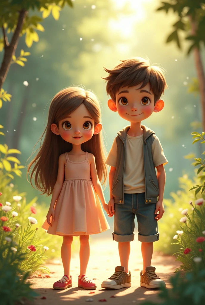 Realistic, whole body girl and boy