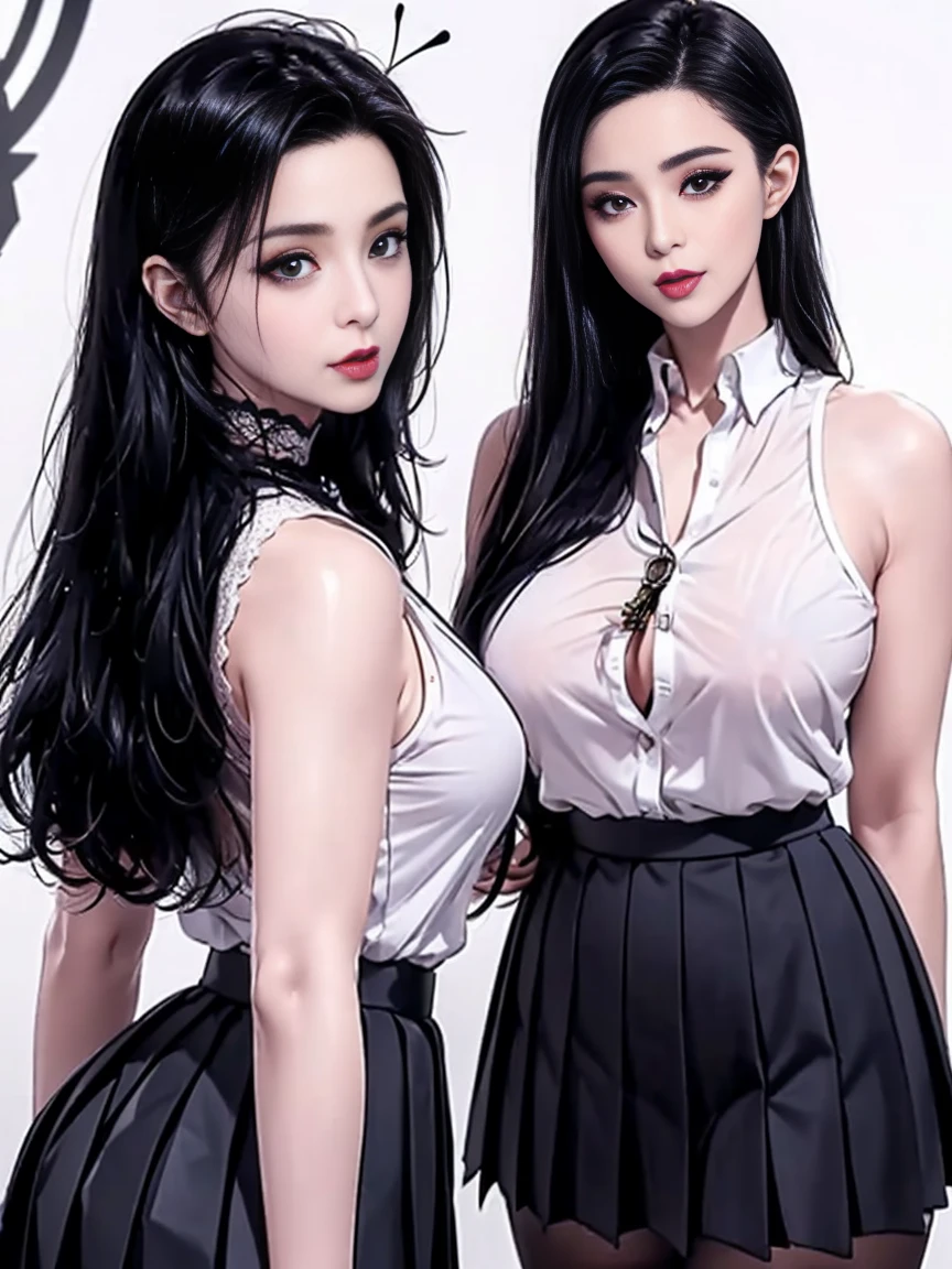 realistic, High resolution, soft light,1 female, alone, hip up, glowing skin, (detailed face),tattoo, jewelry, secretary uniform, white shirt, black skirt, black stockings, garter belt, night, blonde hair, wavy hair, beautiful soldier, Eyes that invite the viewer, Spouse'perspective, attractive appearance, sexy smile, perfect style, perfect balance, fine skin, naughty look, I can see your breasts,Medium chest, ((erect nipples)), thin waist,(show off your nipples)