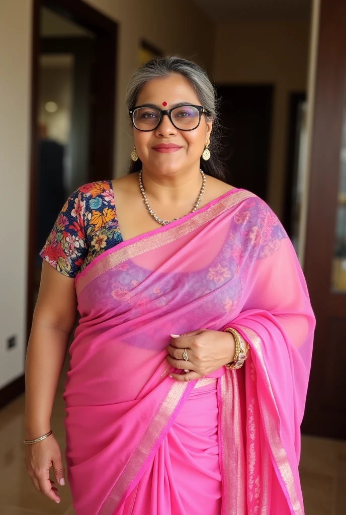 mature,sexy naina, sexy milf, hot curves, chubby, cute face,standing in door, hands placed onside showing armpit, 45yo, wearing pink Cotton Gown Slip Long Camisole Nighty ,(cinematic:1.3), intricate details, (ArtStation:1.2),detailed face, 4k, UHD,beautiful eyes, realistic skin texture,hairs tied up,selfie