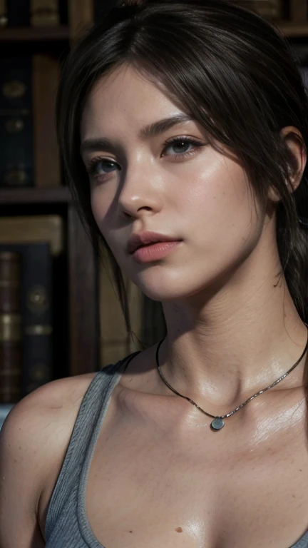 high definition symmetrical image, (goddess of breasts, (((round face, wearing glasses))), eyes realistic sizing, (drooping eyes), small breasts, (unzipped hoodie), ((swollen areolas and nipples)), ((closeup breasts)), (sleepy face), (sunset, big sky, cloud, buildings), (angle from breasts below), short hair, thin necklace,
