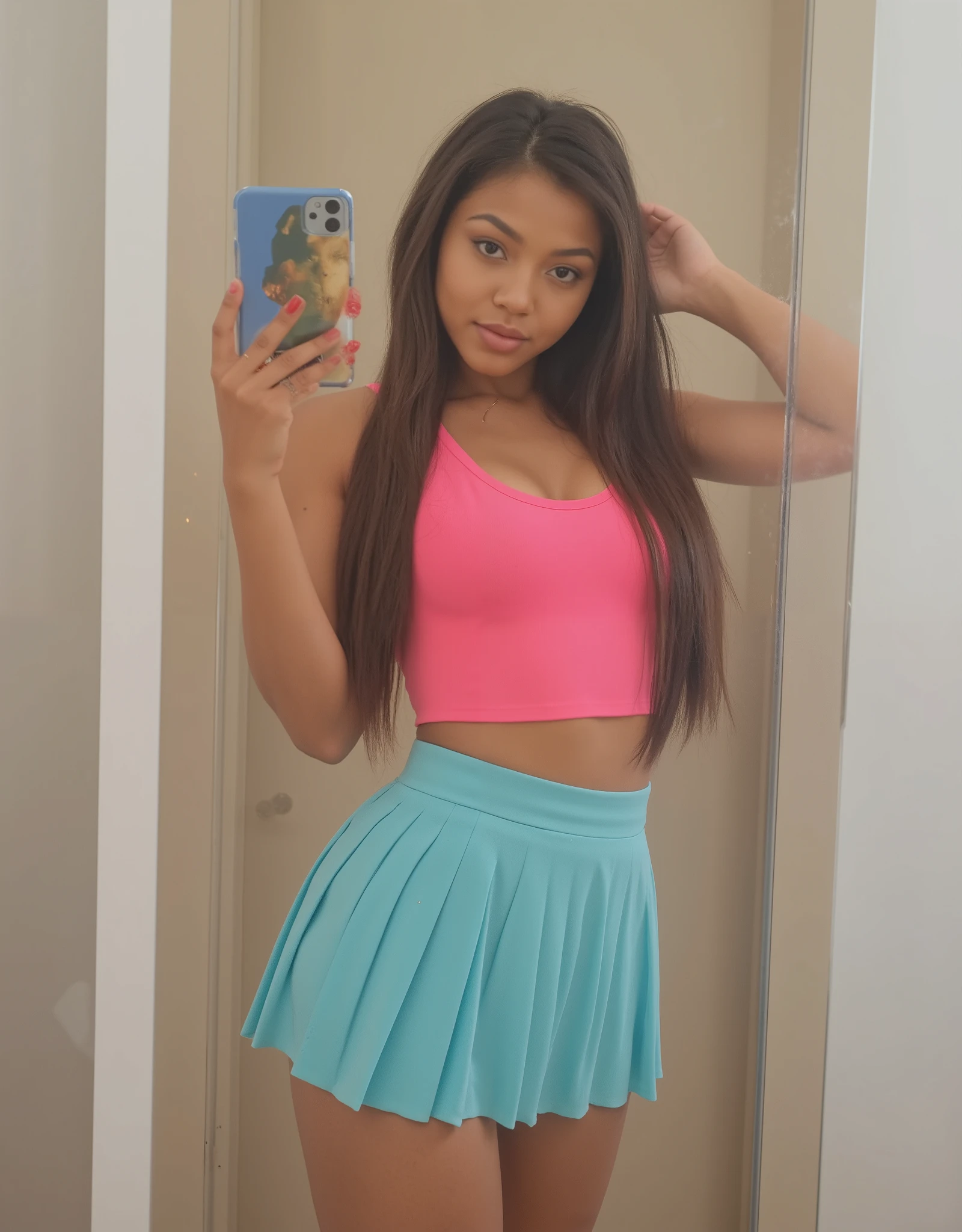 nsfw, two naked girls, young body, young face, light skin african girl, seductive smile, 15 years old, naked, necklace, earrings, current fashion, detailed facial details, perfect face, sharpness, trendy art, sharp facial details, fun, ponytails, long hair, neon hair highlights, open legs, showing vagina, sunny, sports office, couch, cute , plaid skirt, letter jacket, sitting on penis, selfie, tiara, dildo, 
