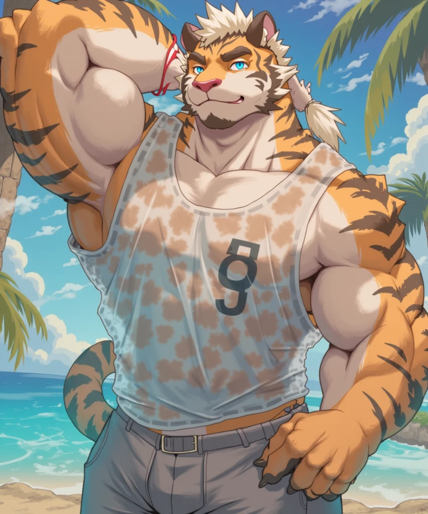 4k, actual, high detail, super detailed, Leopard,juvenile,blushing,Band-aids are attached to the nipples,There is milk in the breast,Golden fur,Strong body,Wearing only a pair of black shorts,background is white