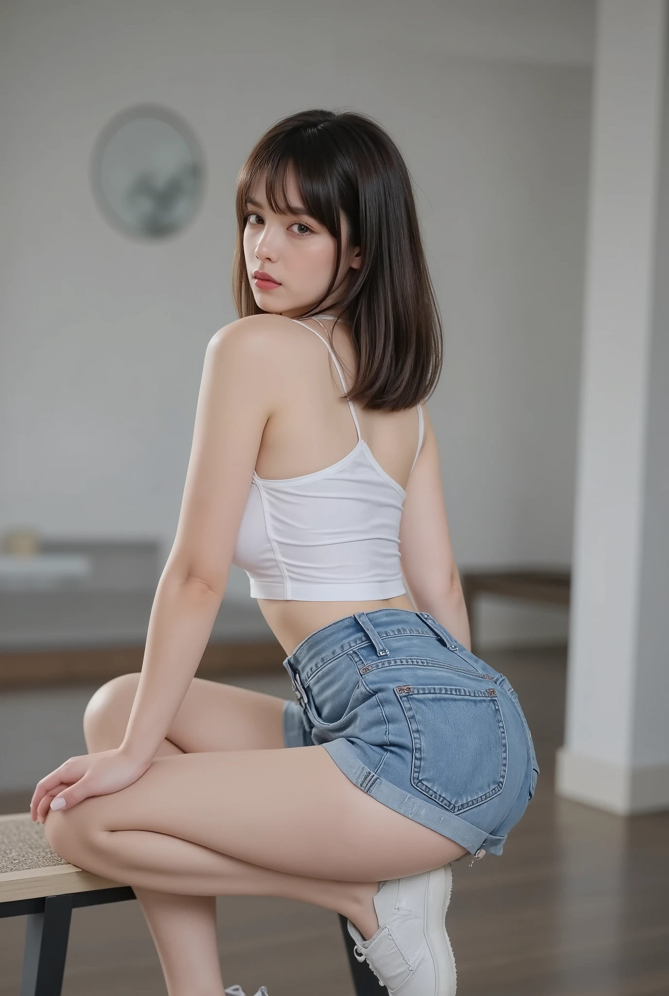 Nikon, 135mm, (No lens flare :1.5), 超 high resolution,  Masterpiece,  accurate,  textured skin showing armpits,  Super Detail,  high details,  high quality,   I arranged the  , 最 high quality, 4K, 8k, 16k,  depth of coverage, analog,  embellished with lace on the side , ((  best quality )), (( Masterpiece:1.5)), (( is present)),  high resolution,  detailed顔の特徴,  非常に detailedボディ ,  非常に detailedスキン , extremly  Fine grain ,  very detailed,  clear focus ,  smooth ,  非常に detailedビュー ,  Octane render ,  photorealistic, Post-processed, ( max details:1.8),  realistic shadows, Roughness, Real Life,  ultra realistic ,  photorealism,  high resolution,  detailed,  Sharp Focus , Midea, 非常に detailed服装, (解剖学的に accurate:1.4), (Erika Eflux :1.8), ( alone:1.5), ( blue eyes:1.9), ( Fine grain :1.9), (round dark eyes :1.8), ( Long Blonde Hair :1.5), (美しく detailed顔:1.6), ( hourglass body :1.6), ( perfect big breasts :1.9), ( clearly outlined cheekbones :1.5), ( Defined body :1.8), ( healthy body:1.8), (Narrow shoulders:1.9)  is staring at the viewer,  Seductive Gaze , Natural Hands, ( smirks :1.8),   The Witcher Series . Siri's Cosplay .   costume The  ,  in a white off-shoulder tunic 、 ,  that accentuates a toned figure .  tunic, which has a unique texture and fit, is cut slightly shorter than normal ,  A glamorous, award-winning photo 、 with silver stitching on the side ,  knee-high boots .  she says 、 and wears a decorative pouch and a brown leather belt with a small sword pattern as accessories.  The setting is .   wildflowers bloom in soft colors  ,   and the golden light that the sun emits  ,   Siri to add warmth to the landscape  .  Standing by the water ,  波紋に反射してキラキラと光る彼女の引き締まった体型と knee-high boots  .