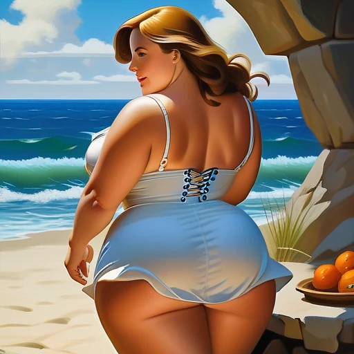Busty milf with big ass on the beach