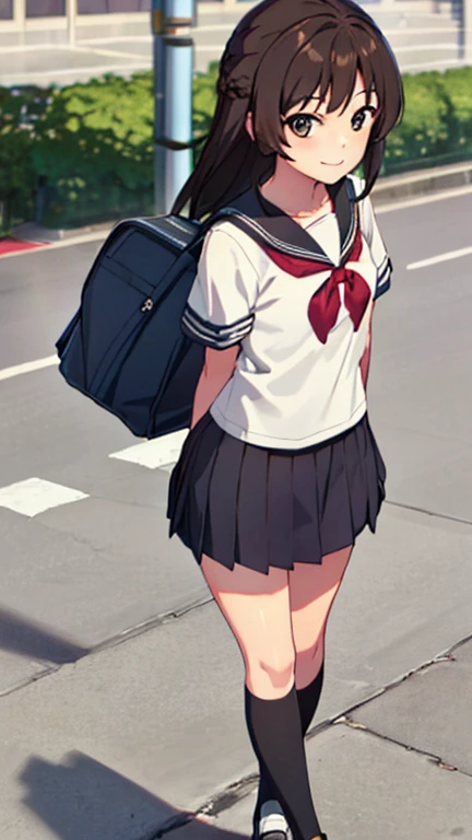 photo-realistic，Middle school students，beautiful girl，Ministry alive，Sports Department，reflection，Fine skin，I'm laughing a little，small breasts，black hair，ponytail
