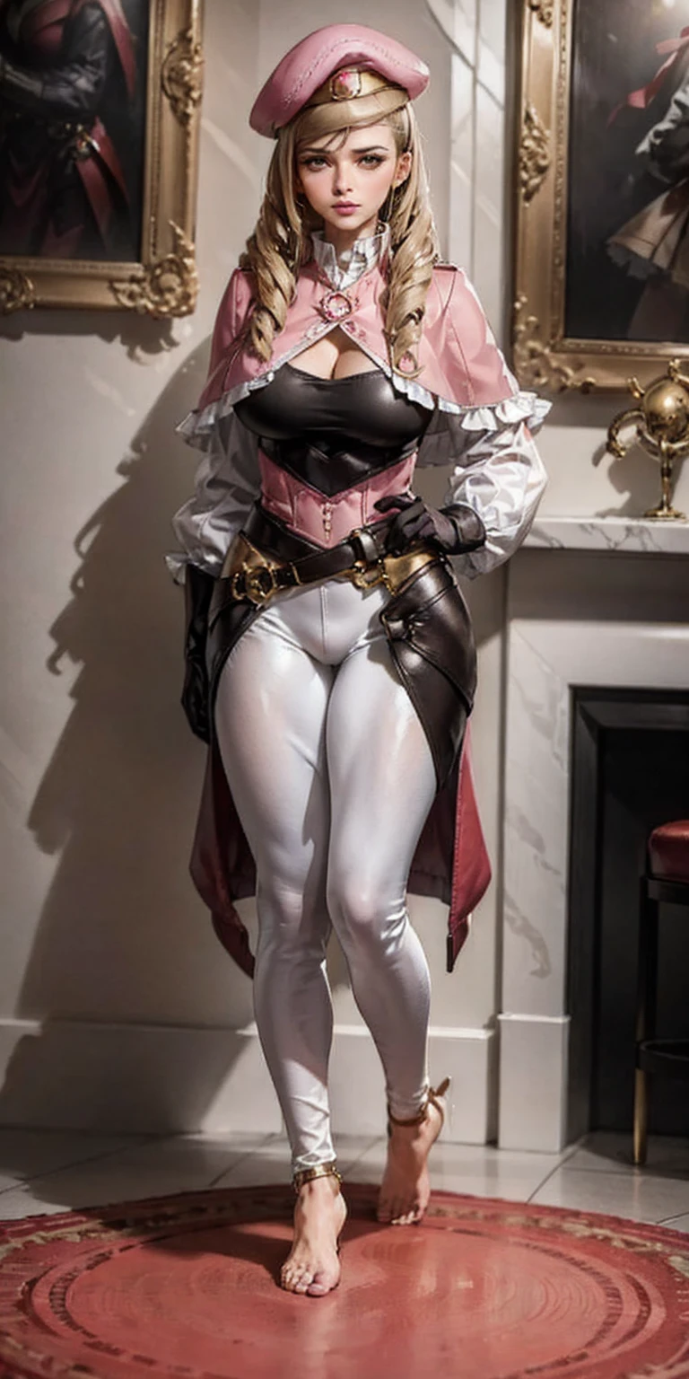 best quality,masterpiece,highres,original,extremely detailed wallpaper,perfect lighting,extremely detailed CG,<lora:add_detail:0.3>,standing,
<lora:garnet-nvwls-v1:0.8>,garnet maclaine,uniform,epaulettes,cleavage cutout,midriff,belt,thigh boots,toned body,