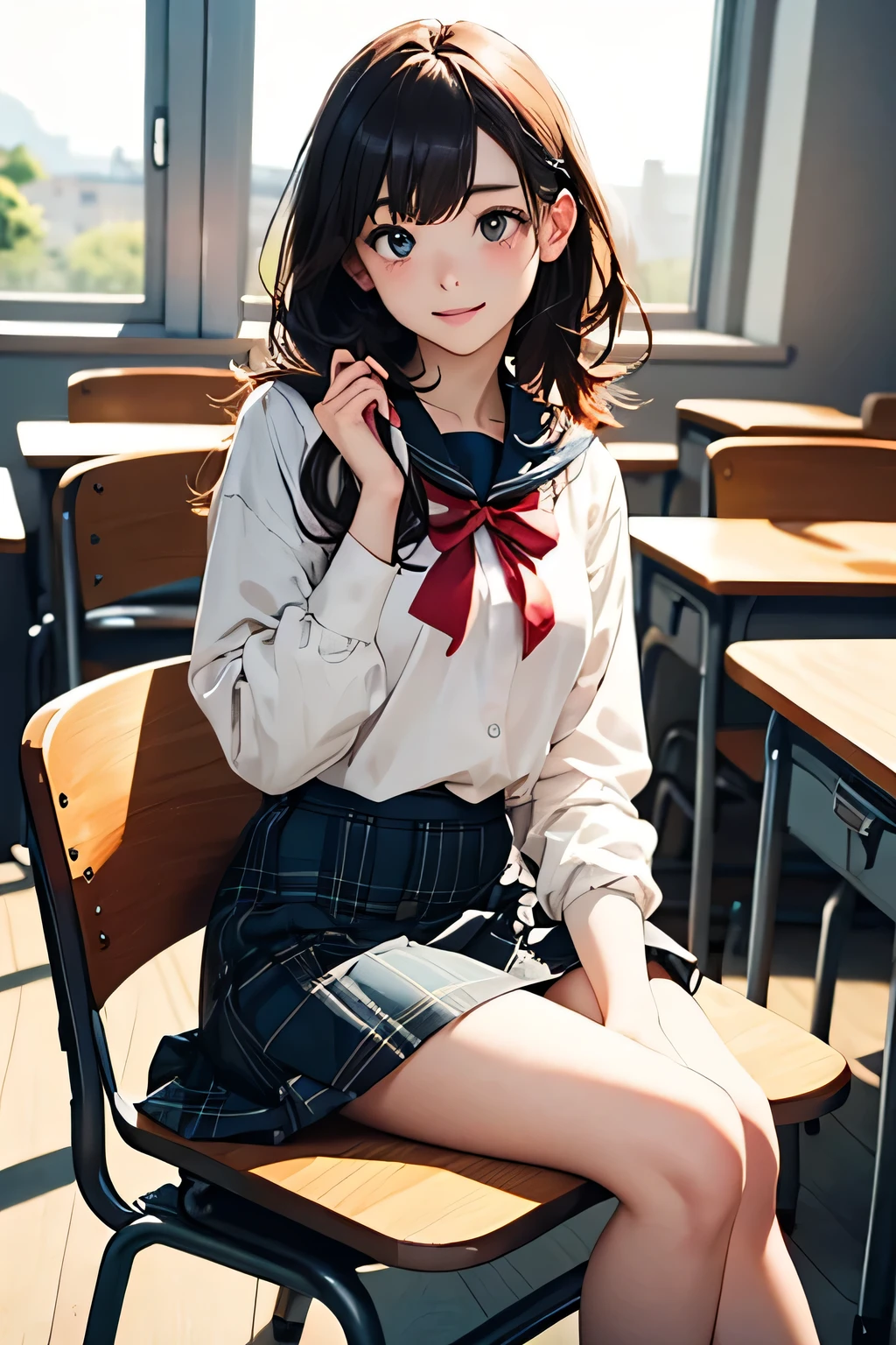 top quality、 high resolution、( HD:1.2)、 Masterpiece、 detailed background on a futon、Teenage beauty、 big size、Bright-colored hair、 Valentine's Day 、 in a quiet classroom after school 、 the sunset gently shines outside the window 、 pale orange light spreads out on her desk 、 the cute girl has a slightly nervous face 、 she approaches the boy sitting in her seat in a small stride 、
In the hand、 handmade chocolate that she worked so hard to make 、 if you like 、 slightly warm in her hands 、 her cheeks are slightly cherry colored and 、 the only sound my heart makes I feel like I can hear you、
「Well... this 、 a small box with a red ribbon !」
her voice is slightly trembling, but 、 her eyes are serious and straight 、
boys to wear tights and cute socks underneath She shows a surprised expression for a moment, but 、 smiles gently right away 、 gently picks up the box 、
In the corner of the classroom、 the moment when a little Valentine's Day story of just the two of them softly develops 、
sailor uniform、 sailor color、 wear a plaid skirt to make it look mature and stylish 、... I want 、 half up with a ribbon 、 cute