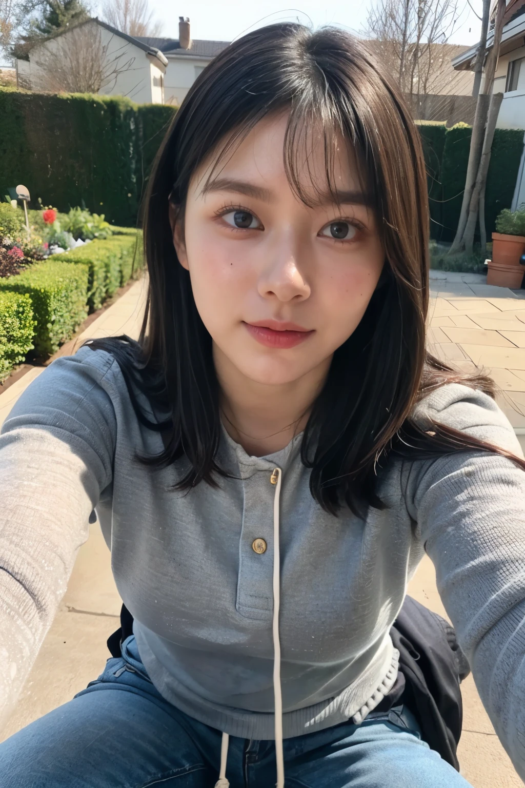 (masterpiece:1.2, Best Quality),,Anatomically perfect、 simple background、Winter clothes、20yo、garden,bangs, semen drips,1 man having sex with girl,Facial