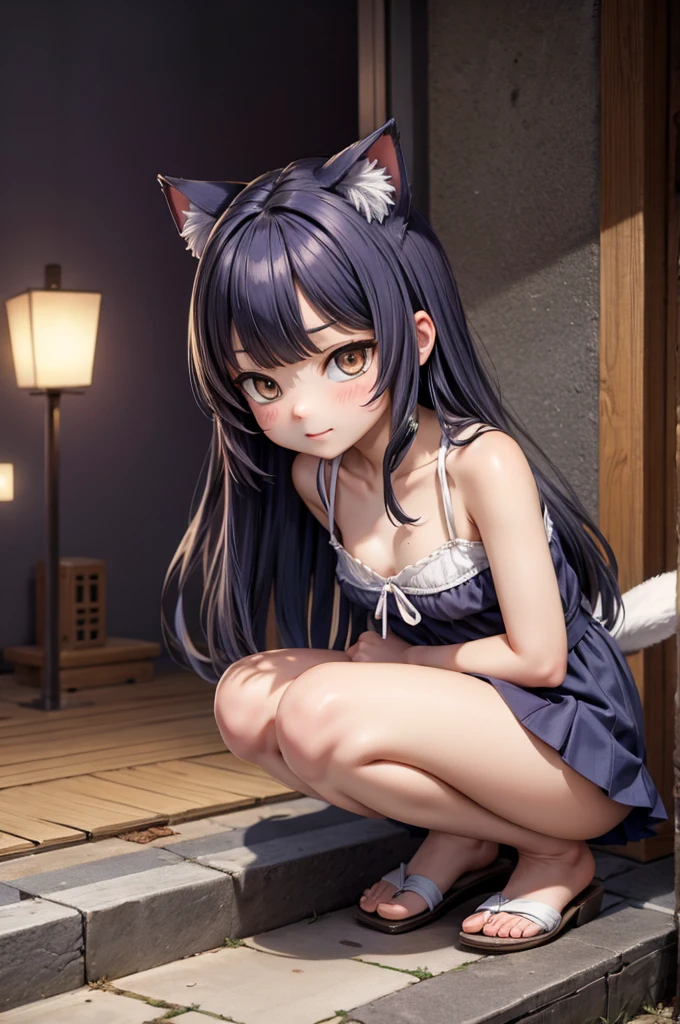 Absurd, super detailed, top quality, official art, break, solo, alone, black hair, glossy hair, beautiful girl, , short back, break, shiny skin, break, blue eyes, hairstyle, break, sexy, light blue, kimono, shoulders naked, break, upper body, focus, break, short stature, break, bed, night, peony flower, break, break, oiran , break, angle from above, break,