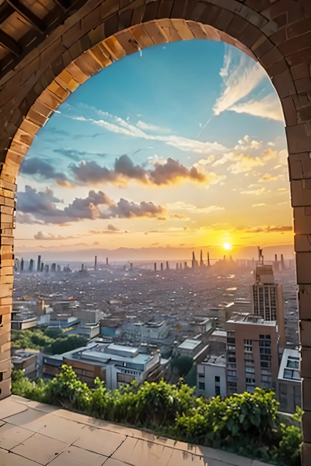 sunset over the city