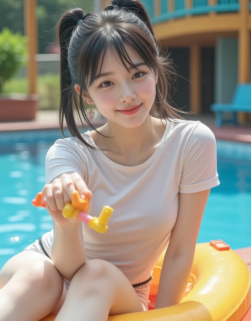Visible arafe playing in amusement park、As if Lisa Simpson came back to life, leaked image, leaked photo, at instagram, dilraba dilmurat, ruan cute vtuber, cartoonish cute, Hannah Alisa Omale, Instagram, Larisa Manobal, eva elfie, katelynn mini cute style、huge-breasted、sensual breasts、Sensual body、Glaring eyes、short-cut、Cat ear headband、Ground angle、fully body photo、Beautiful feet、Smiling、fullnude、