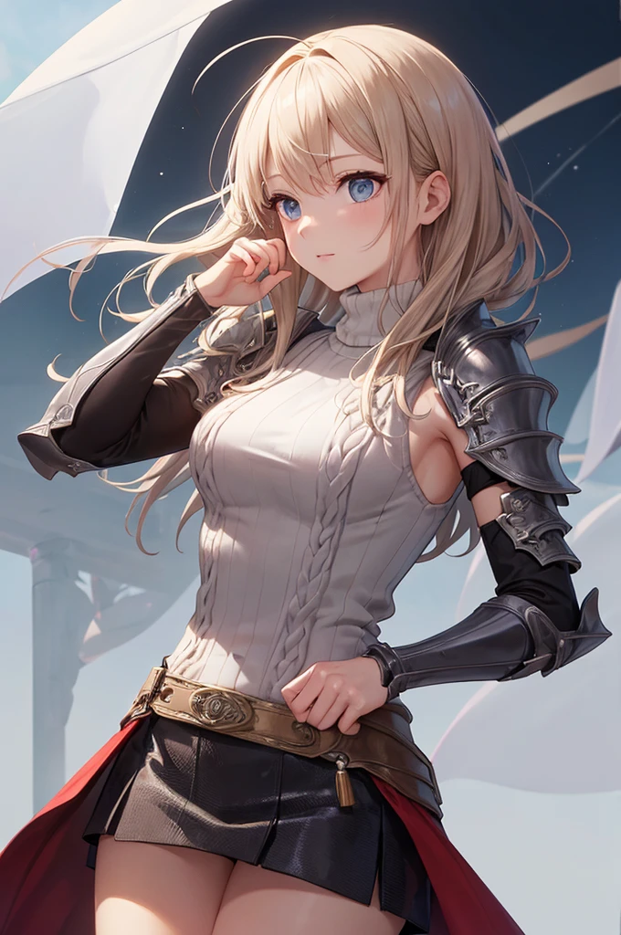 top quality, high details, anatomically correct , simple background,Very fine grain,Very beautiful eyes, very detailed hair, adult woman,Ninja, Masterpiece, high resolution,(Fits within the screen:1.3),solo, textured skin showing armpits, hip lift, slit, kimono,armor,Finely decorated armor, miniskirt, turtleneck sweater, shortcuts, Wind Fluttering Hair, expressive hair ,