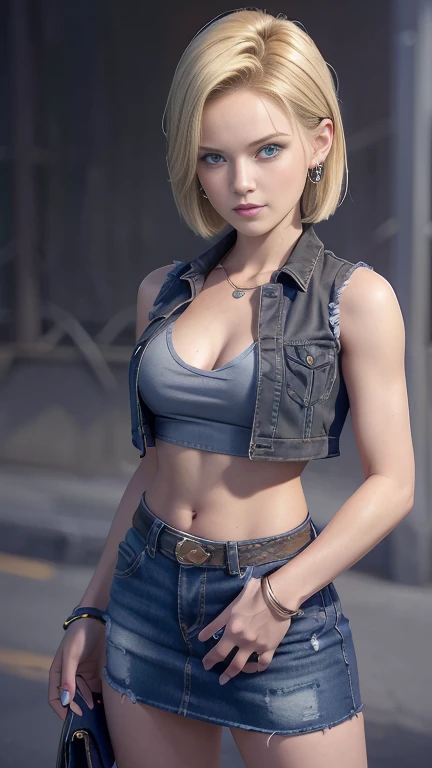 moist skin,realistic body,android,(16 years old),(girl),collarbone,earrings,denim,(cute face),
BREAK,
bright red lipstick,(beautiful navel),(golden hair),beautiful hair,short hair,
BREAK,
(masterpiece,best quality,high resolution,highly detailed),(full body:1.2),symmetrical,one shot,
BREAK,
(wind blows),outdoors,
BREAK,
assassination,,fantastic,dynamic,((in the middle of a war,combat stance),(fires everywhere,blood everywhere,chaos),(Android 18),jewelry,denim,belt,vest,black leather gloves,necklace,jeans,brushing hair aside,blue eyes,denim skirt,