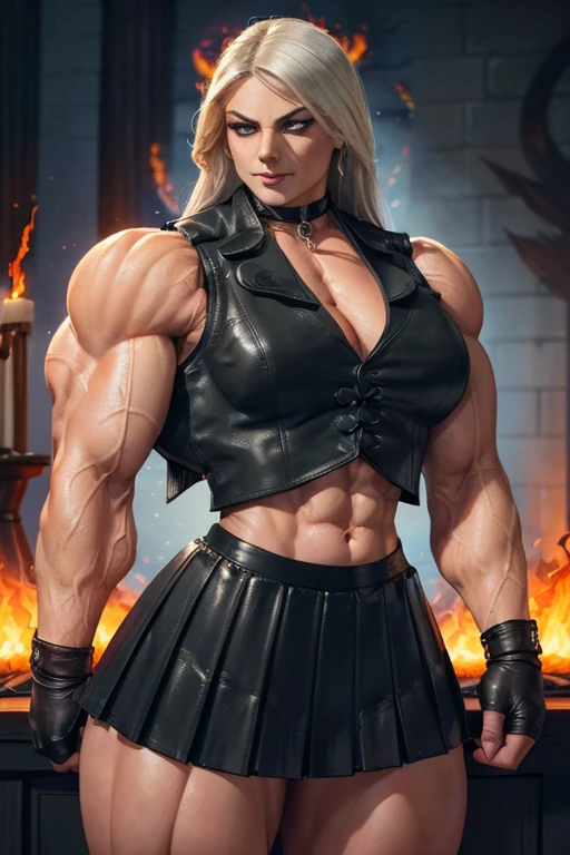 Woman , Huge muscles , muscular , massive muscles , white hair , angry face , blue eyes , Tank top , scars , barbaric , giant woman , enormous ,