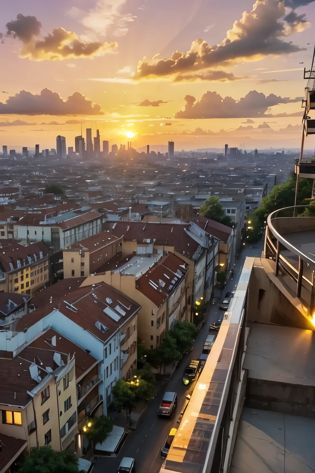 sunset over the city