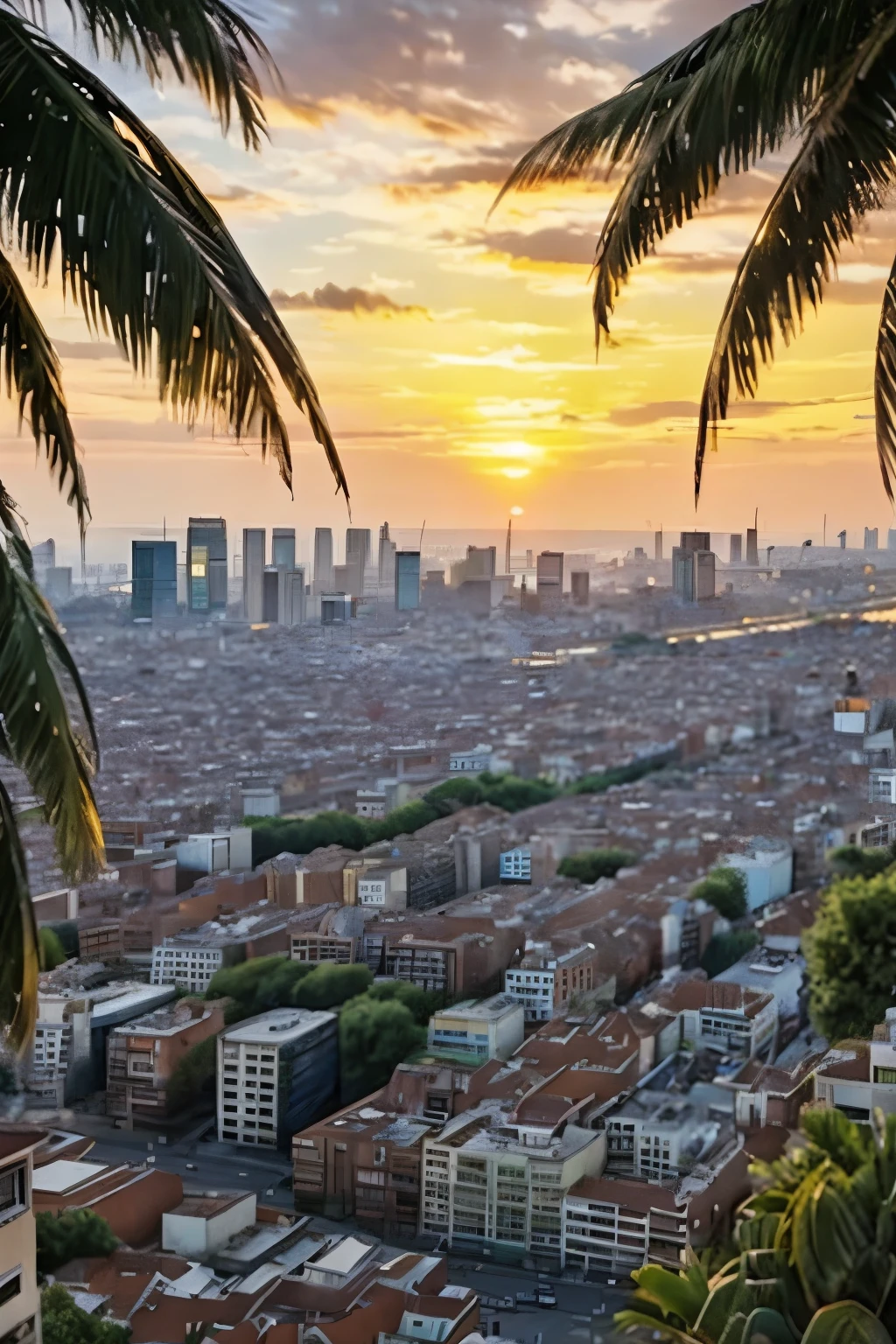 sunset over the city
