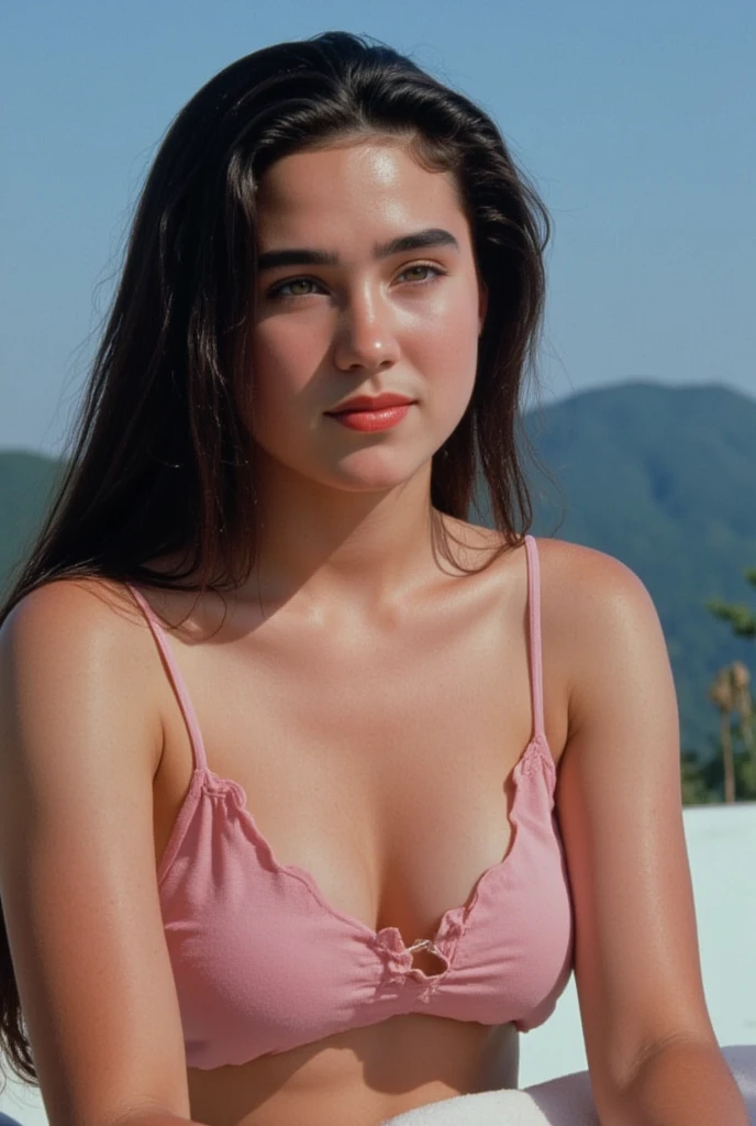 (best quality,highres),extremely realistic,beautiful black eyes,beautiful detailed lips,extremely detailed face,longeyelashes,black short hair,attractive face,1girl lying down on a big detailed boat in a serene lake, surrounded by lush greenery and blooming flowers, the boat gently rocking on the calm water, the girl wearing a mini pink dress that drapes gracefully, the soft breeze playing with her hair, the sunlight casting a warm glow on her face, capturing her serene expression and sparkling eyes,looks at the view.