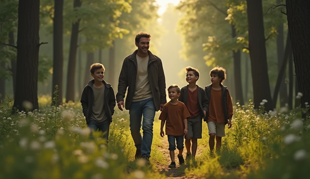 Argentine and Brazilian children looking at Chilean father

