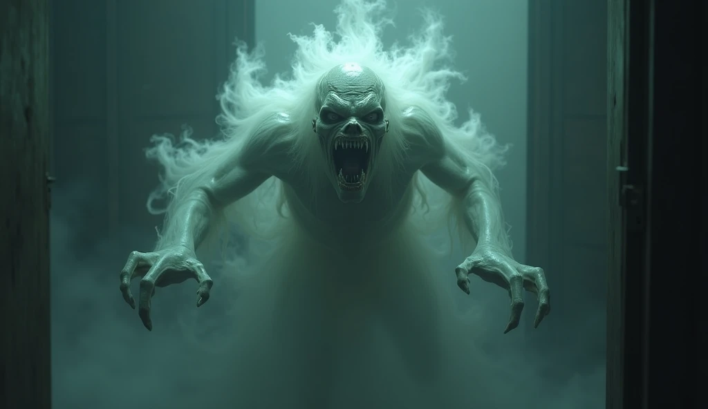 Liquid white slime monster eat a scared woman with large breasts expension. He take control of her body and moans