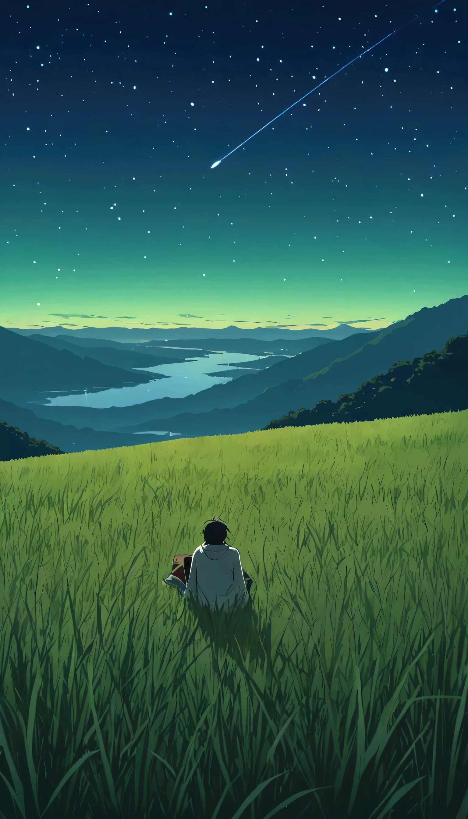 anime style Alone man lay down under the stars
, Makoto Shinkai Cyril Roland, 4k anime art wallpaper, 4k anime art wallpaper, Animated background, 8K anime art wallpaper, Animated background art, Animated landscape wallpaper, Amazing wallpaper, HD wallpaper, 4K animation wallpaper, 4K animation wallpaper, Art by Aries Moros, Art: Bob Biary, AI Art by Ashley Wood, Greg Rutkowski
