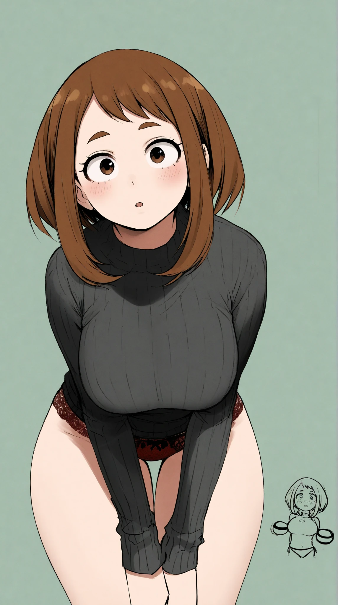 nsfw、Nikon RAW Photos、8 K、Fujifilm XT3、masterpiece、Highest quality、Super detailed、Bangs、Vaginal 、whole body、Completely naked、Climax、Only the chest area is exposed,Knitted sweater、Black underwear
