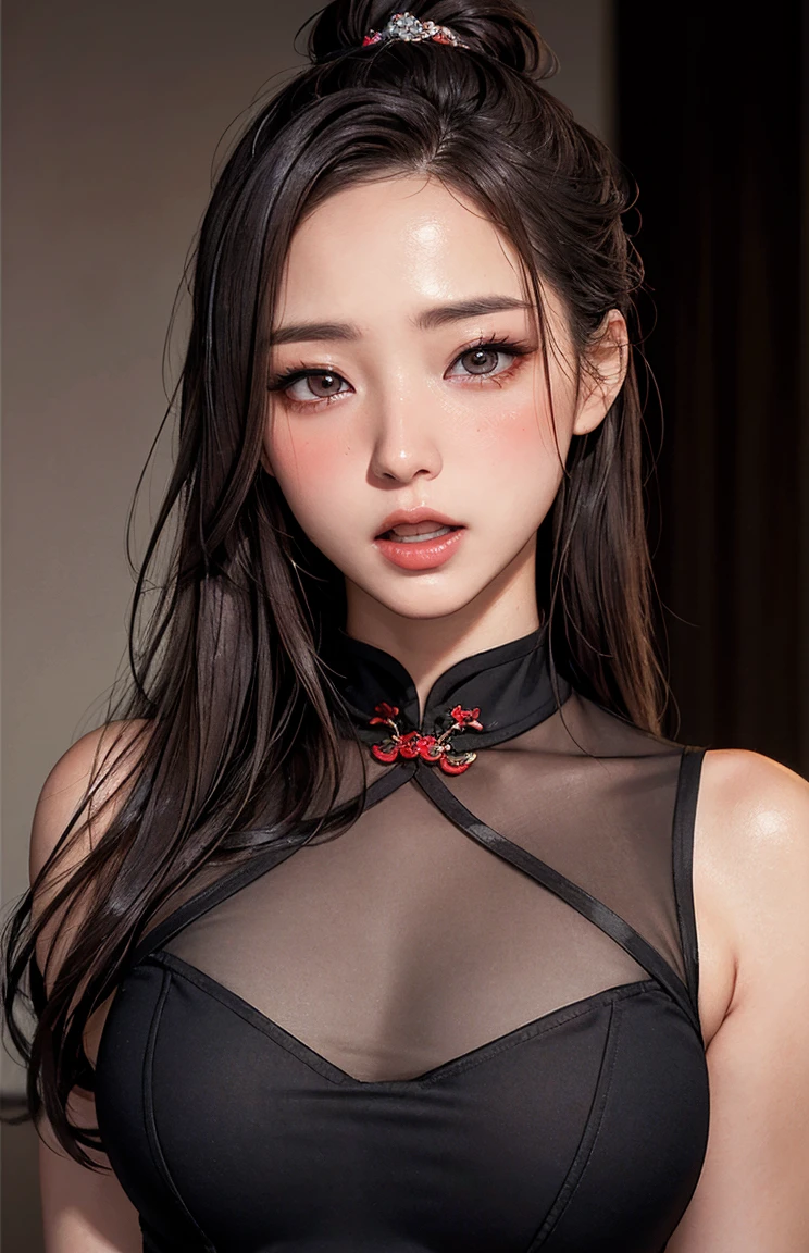 tmasterpiece,1 Chinese girl,realisticlying,8K UHD,high high quality,in the background bokeh, white and black spider-man suit,Spidey,Clothes wrap around the whole body,Tight clothing,Abs contour,Short black hair,s the perfect face,shining face,Ultra-clear face,Elaborate Eyes,idoly