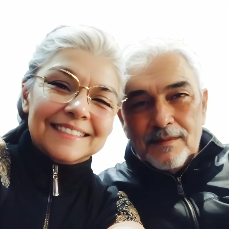 there is a man and woman taking a selfie together, profile image, selfie photo, with mountains in the background, 8k selfie photograph, with mountains in background, momma and papa, selfie, selfie!!!!!, with village, hills in the background, iphone selfie, by Nándor Katona, with radiating hill, selfie!!!!! of a man, karla ortiz