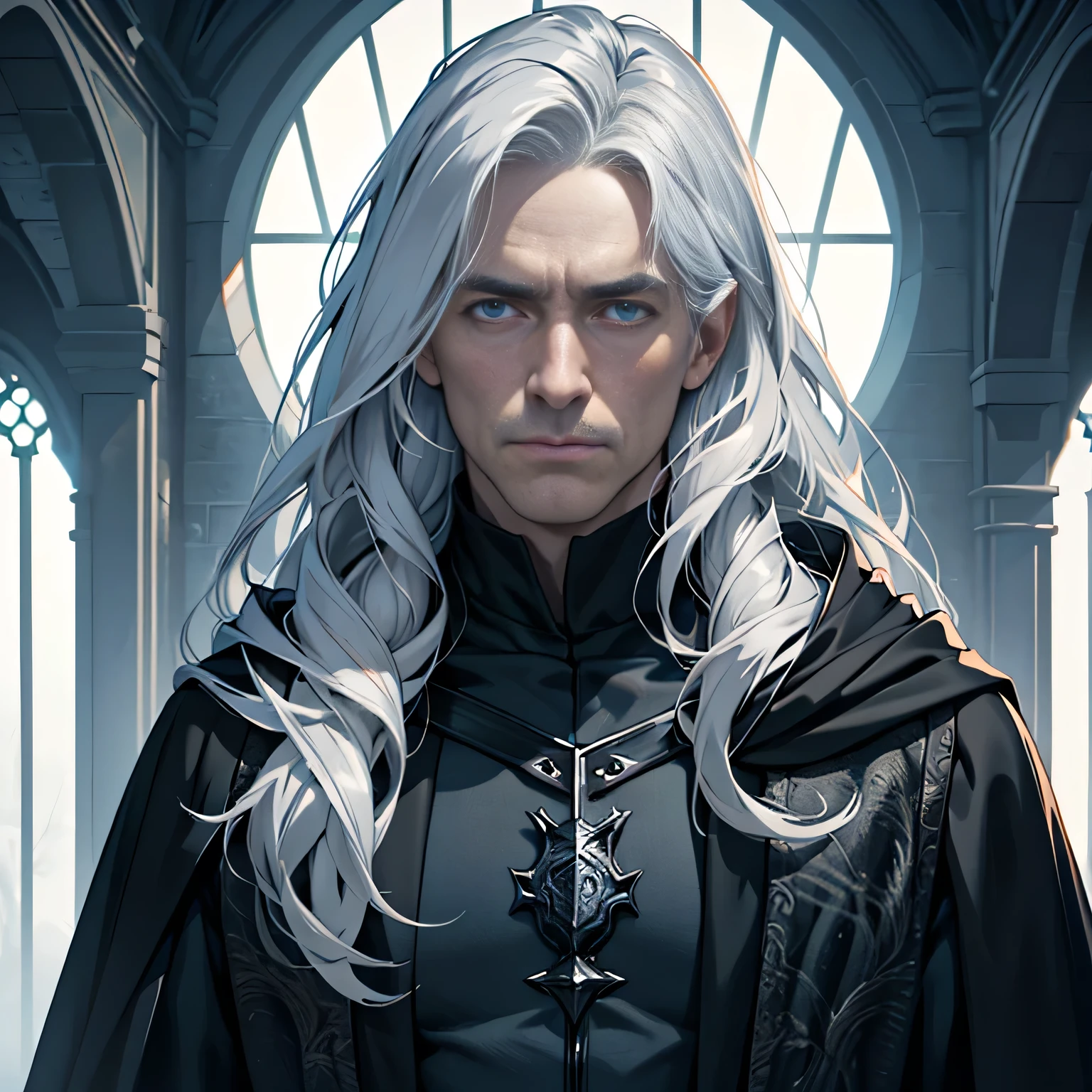 ((Best quality)), ((masterpiece)), ((realistic cartoon)), ((perfect character)):

In this stunning and highly detailed realistic cartoon, we present a male Targaryen house from the series House of the Dragon. The man stands tall, middle-aged man, and powerfully built, He has long-medium silver hair and he has a stern face. He had blue eyes, wore a black wardrobe, a black cloak, and had a strong balanced muscle body.


Every element of this masterpiece is carefully designed to create a sense of realism and immersion. The intricacies of the man's clothing, the mesmerizing effects of the area around him and he was in Winterfell, and the level of detail in his weathered face all contribute to a captivating visual experience. This artwork is presented in stunning UHD resolution, allowing you to appreciate every nuance and intricacy in breathtaking detail.

Eye level, scenic, masterpiece.